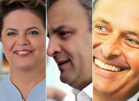 Dilma Rousseff, Aécio Neves e Eduardo Campos na pesquisa Datafolha.