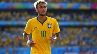 Neymar of Brazil looks on
