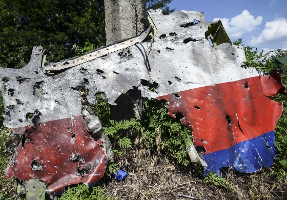 A part of the fuselage of the downed Malaysia Airlines flight MH17 is pictured in a field near the village of Grabove, in the Donetsk region, on July 23, 2014. The first bodies from flight MH17 arrived in the Netherlands on July 23 almost a week after it was shot down over Ukraine, with grieving relatives and the king and queen solemnly receiving the as yet unidentified victims. AFP PHOTO/ BULENT KILICBULENT KILIC/AFP/Getty Images