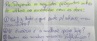 Advogado de MG usa bilhete pra salva casamento