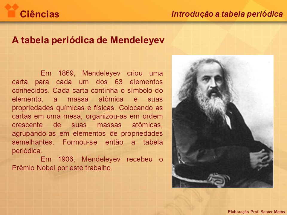 Quem criou a tabela Periódica e qual a função dela?