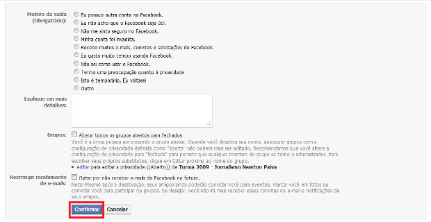 Como Desativar sua Conta Facebook